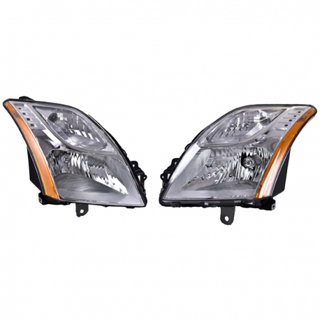 Juego de 2 Faros Principales con Fondo Cromado y Reflejante Ámbar Depo para Sentra B16