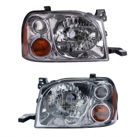 Juego de 2 Faros Principales Cromados con Cuarto y Reflejante Ámbar Depo para NP300, Frontier