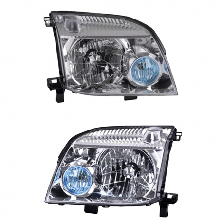 Juego de 2 Faros Principales Cromados con Mica de Cuarto Azul Depo para X-Trail