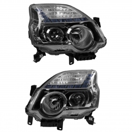 Juego de 2 Faros Principales con Lupa y Tira de Luz Azul Depo para X-Trail