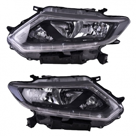 Juego de 2 Faros Principales con Fondo Negro y Luz LED Depo para X-Trail