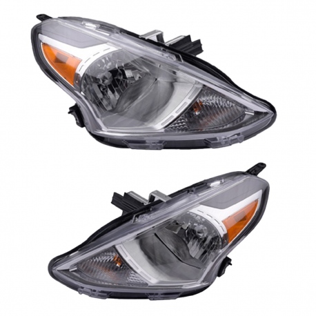 Juego de 2 Faros Principales con Fondo Cromado y Reflejante Ámbar Depo para Versa USA