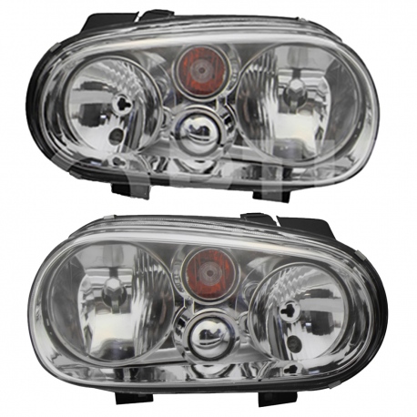 Jeugo de 2 Faros Delanteroes Cromados con Cuarto Ámbar Diforza para Golf A4