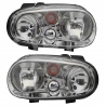 Jeugo de 2 Faros Delanteroes Cromados con Cuarto Ámbar Diforza para Golf A4
