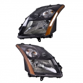 Juego de 2 Faros Principales con Marco Interior Negro y Reflejante Ámbar Depo para Sentra B16