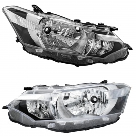 Juego de 2 Faros Principales Cromados con Ajuste Manual Auto Magic para Yaris Sedán