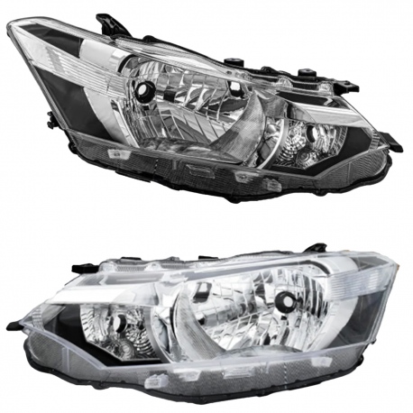 Juego de 2 Faros Principales Cromados con Ajuste Manual Auto Magic para Yaris Sedán