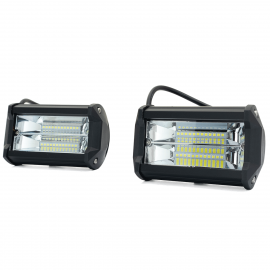 Par de Faros con 24 LEDs Blancos, Estrobo, Lupa y Carcasa de Aluminio Tunix