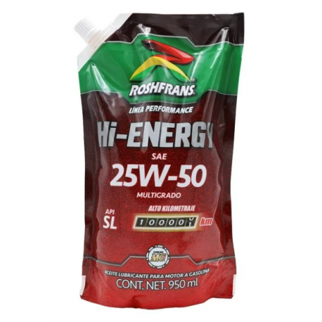 Aceite Mineral Multigrado 25W-50 En Eco Envase Roshfrans 950ML