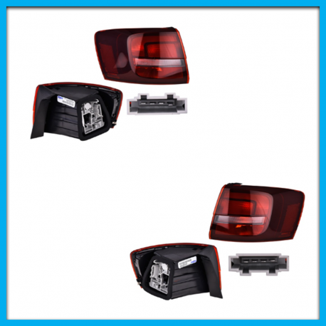 Juego de 2 Calaveras Exteriores para Jetta A6, Bicentenario DEPO en Tono Oscuro con Luz LED