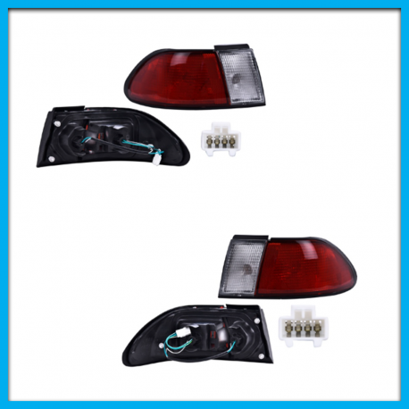 Juego de 2 Calaveras para Sentra B14 DEPO en Rojo y Blanco con Arnés y Focos