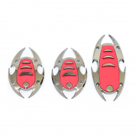 Kit de 3 Pedales Tipo Escarabajo Cromado con Hule Rojo Tunix