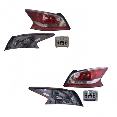 Juego de 2 Calaveras para Altima L33 DEPO en Dos Colores con Filo Rojo y Arnés