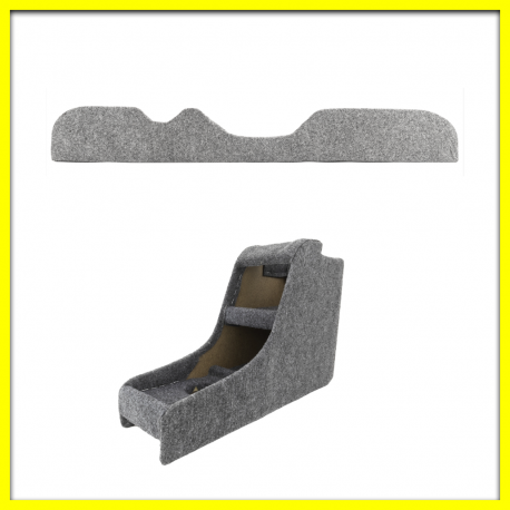 Kit de Consola Central y Revistero de Madera para VW Sedán 1500, 1600, 1600i con Forro de Alfombra Gris