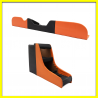 Kit de Consola Central y Revistero de Madera para VW Sedán con Forro de Vinil Naranja y Negro