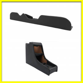 Kit de Consola Central y Revistero de Madera para VW Sedán con Forro de Vinil Negro Perforado