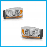 Juego de 2 Faros Principales para Ram Eagle Eyes Cromado con Cuarto y Reflejante Ámbar