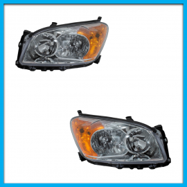 Juego de 2 Faros Principales para RAV4 Eagle Eyes con Fondo Cromado y Direccional Ámbar