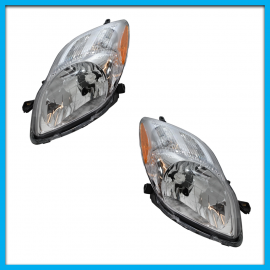 Juego de 2 Faros Principales para Yaris Hatchback Eagle Eyes Cromado con Reflejante Ámbar