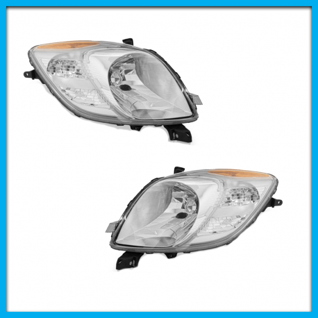 Juego de 2 Faros Principales para Yaris Hatchback Eagle Eyes Cromados con Direccional Ámbar