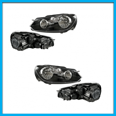 Juego de 2 Faros Principales para Golf A6 DEPO con Fondo Negro y Focos