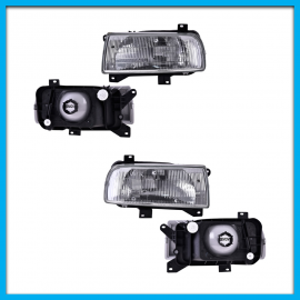 Juego de 2 Faros Principales para Jetta A3 DEPO con Mica Rayada sin Focos