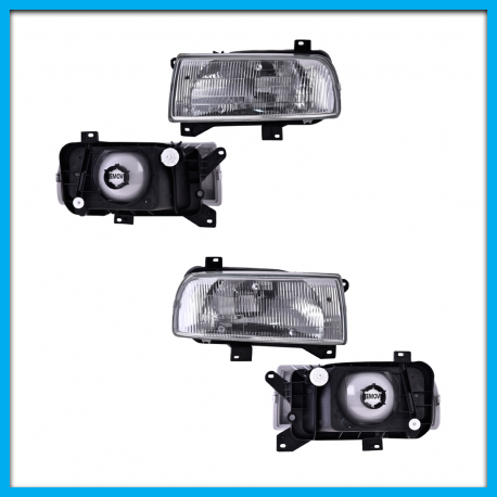 Juego de 2 Faros Principales para Jetta A3 DEPO con Mica Rayada sin Focos