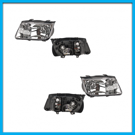 Juego de 2 Faros Principales para Jetta A4 DEPO Cromado con Luz de Niebla