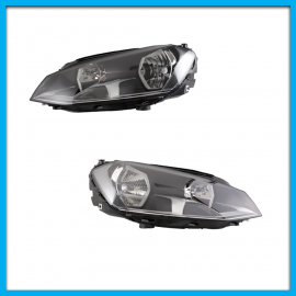 Juego de 2 Faros Principales para Golf A7 DEPO Eléctricos con Fondo Negro