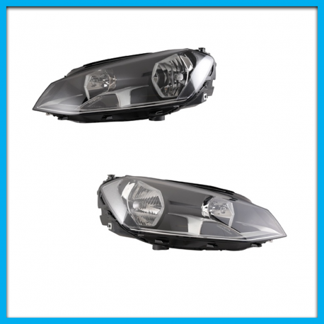 Juego de 2 Faros Principales para Golf A7 DEPO Eléctricos con Fondo Negro