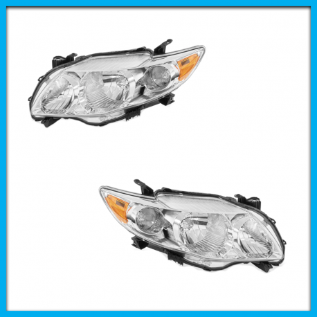 Juego de 2 Faros Principales para Corolla Eagle Eyes Cromados con Reflejante Ámbar
