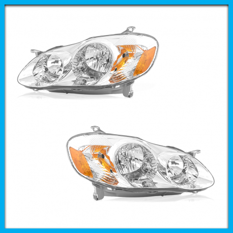 Juego de 2 Faro Principales para Corolla CE, LE Eagle Eyes Cromado con Reflejante Ámbar
