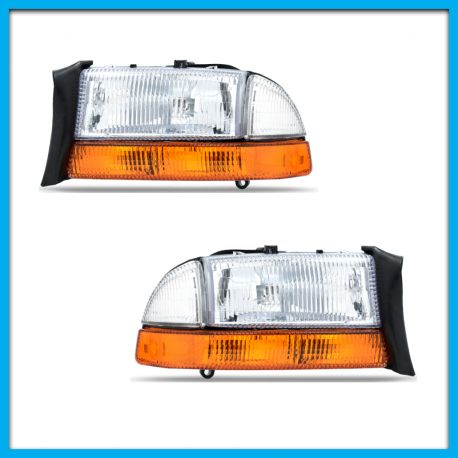 Juego de 2 Faros Principales para Durango, Dakota Eagle Eyes con Mica Rayada y Cuarto Ámbar