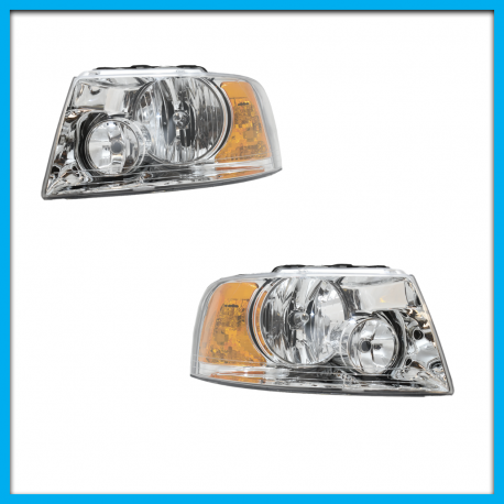 Juego de 2 Faros Principales para Expedition Eagle Eyes Cromado Liso con Direccional Ámbar