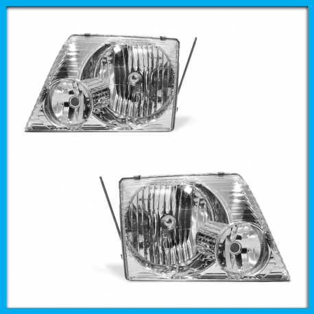 Juego de 2 Faros Principales para Explorer Eagle Eyes con Fondo Cromado Rayado sin Focos