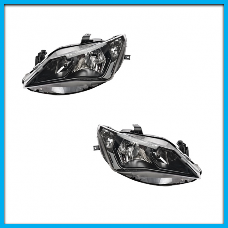 Juego de 2 Faros Principales para Ibiza DEPO de Ajuste Manual y Eléctrico con Fondo Negro