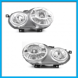 Juego de 2 Faros Principales para Polo 9N Auto Magic con Fondo Cromado