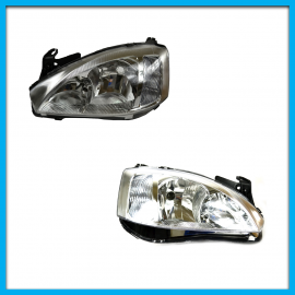 Juego de 2 Faros Principales para Corsa, Tornado Diforza con Fondo Cromado y Cuarto Rayado