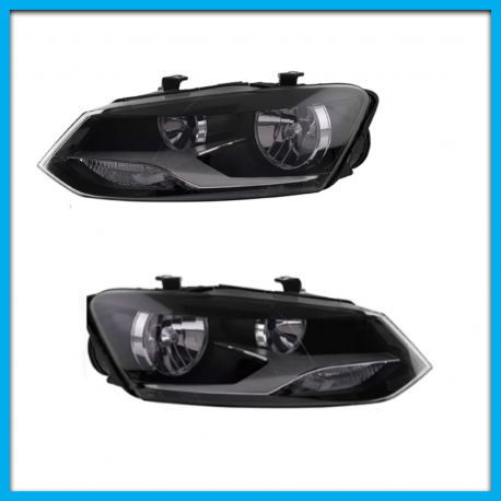 Juego de 2 Faros Principales para Polo, Vento DEPO Eléctricos con Fondo Negro