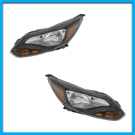 Juego de 2 Faros Principales  para Focus Auto Magic con Marco Negro, Direccional y Reflejante Ámbar