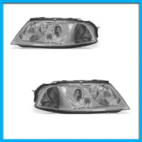 Juego de 2 Faros Principales para Passat B5 Auto Magic con Fondo Cromado y Lupa
