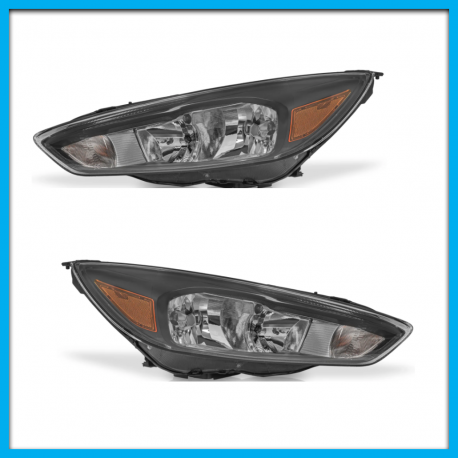 Juego de 2 Faros Principales para Focus Auto Magic con Marco Negro y Reflejante Ámbar