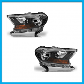 Juego de 2 Faros Principales para Ranger Auto Magic con Fondo Negros y Cuarto Ámbar