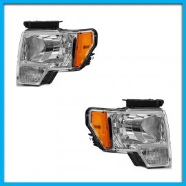 Juego de 2 Faros Principales para Lobo F150 Auto Magic con Fondo Cromado y Reflejante Ámbar