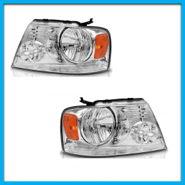 Juego de 2 Faros Principales para Lobo F150 Auto Magic con Fondo Cromado y Direccional Ámbar