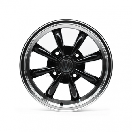 Juego de 4 Rines Spider Negros y Aro Cromado con Barrenación 4 en 100 de 15 Pulgadas Auto Magic