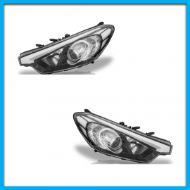 Juego de 2 Faros Principales para Forte Auto Magic con Marco Negro y Lupa