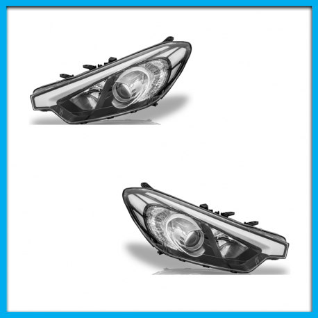 Juego de 2 Faros Principales para Forte Auto Magic con Marco Negro y Lupa