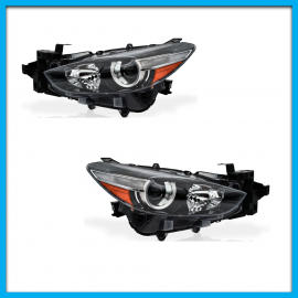 Juego de 2 Faros Principales para Mazda 3 Auto Magic con Lupa, Direccional Blanca y Reflejante Ámbar