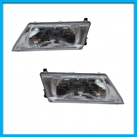Juego de 2 Faros Principales para Sentra B14 Auto Magic con Mica Rayada